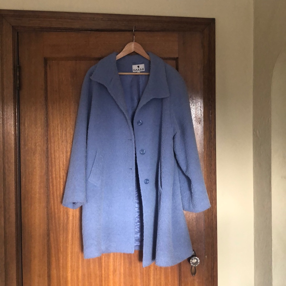 Oversized baby blue merino/alpaca wool coat - Picture 3 of 5